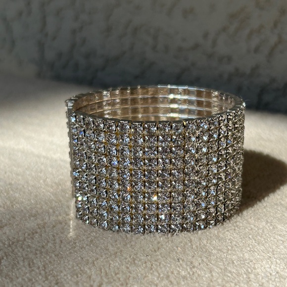 Sparkling Statement Silver Rhinestone Wide Cuff - Picture 7 of 14